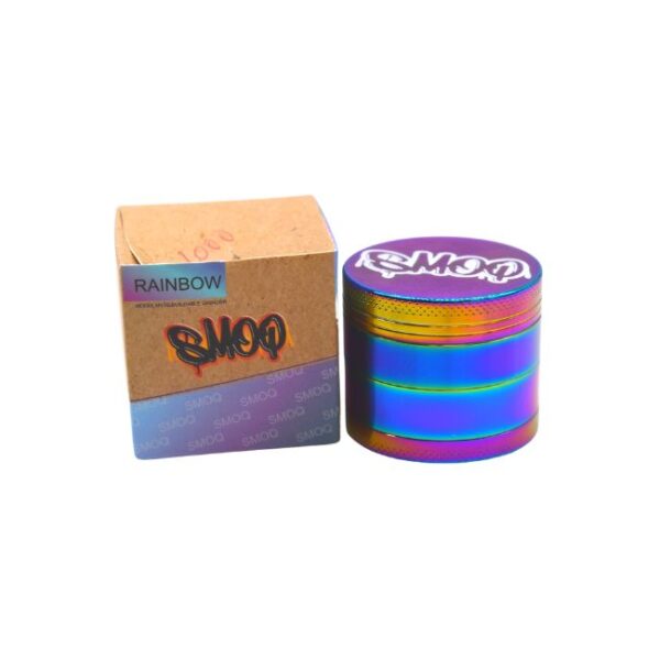 SMOQ 4 PARTS ZINC ALLOY 40MM GRINDER (RAINBOW)