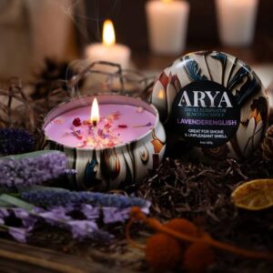 ARYA 100% SOY WAX SMOKE ELIMINATOR CANDLE WITH FLOWER