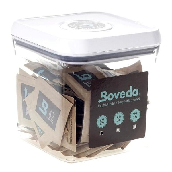BOVEDA 62% HUMIDITY CONTROL 2.8 QUART SQUARE 8 GRAMS OXO 100 UNITS DISPLAY