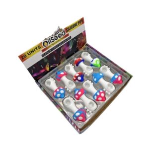 OILSEED MUSHROOM HIGH QUALITY ASSORTED COLOR SILICONE HAND PIPE 20CT/BOX