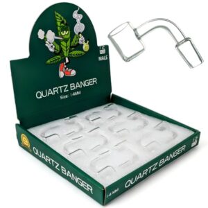 14MM MALE FLAT TOP CLEAR QUARTZ BANGER 12CT/DISPLAY