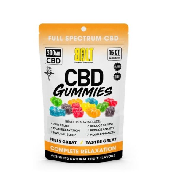 BOLT CBD GUMMIES 300MG 15CT/BAG