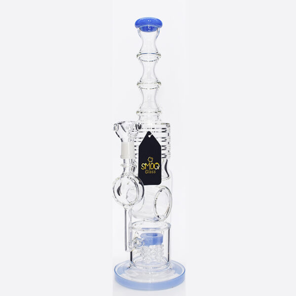 SMOQ GLASS 16 INCH HEAVY BLORIX FLAME DESIGN WITH DIAMOND LASH PERC WATERPIPE "D024"