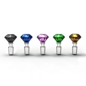 GLASS DIAMOND DESIGN 14MM MALE GLASS BOWL ASSORTED DESIGN