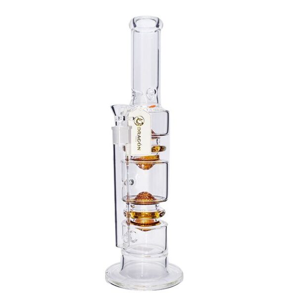 DRAGON GLASS 15 INCH HEAVY MOLING TRILATERAL PERC WATERPIPE ASSORTED COLORS "DGA040"