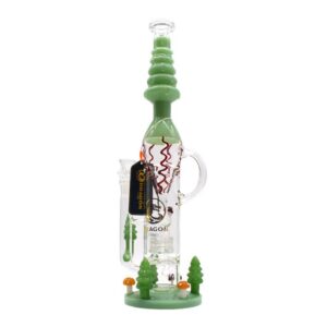 DRAGON GLASS 18" MUSHROOM WITH TREE DESIGN PERC WATER PIPE