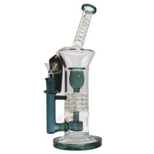 DRAGON GLASS 14" STRAIGHT TUBE WITH MULTIPLE PERC DESIGN WATER PIPE