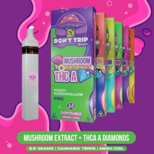 DOZO DON'T TRIP MUSHROOM EXTRACT+THC-A 2.5GM LIQUID DIAMONDS DISPO 5CT/BOX