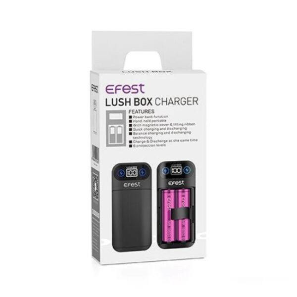 EFEST LUSH BOX INTELLIGENT LED RECHARGEABLE 18650 BATTERY CHARGER & POWER BANK