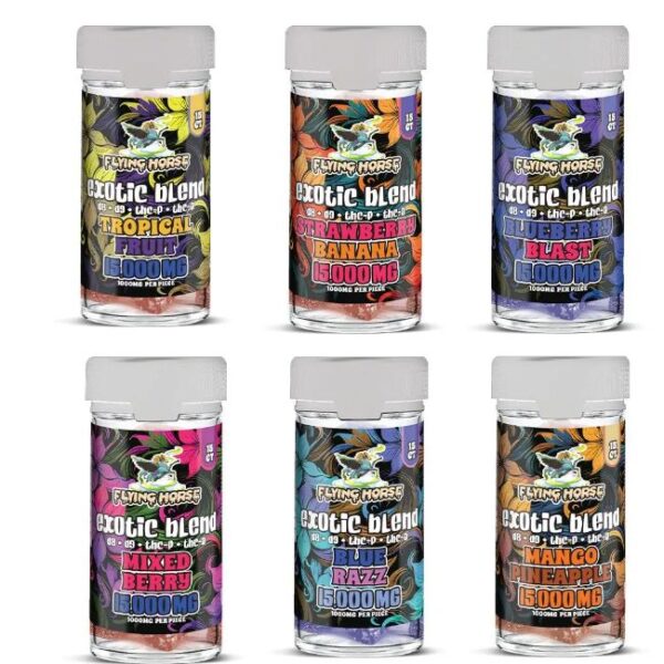 FLYING HORSE D8+D9 +THCP+THCA  15000MG GUMMIES 15CT/ JAR