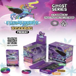 FLYING HORSE GHOST SERIES 3 FLAVORS IN 1 THCA+THCP+D6 LIVE RESIN 10.5GM DISPO 5CT/ BOX