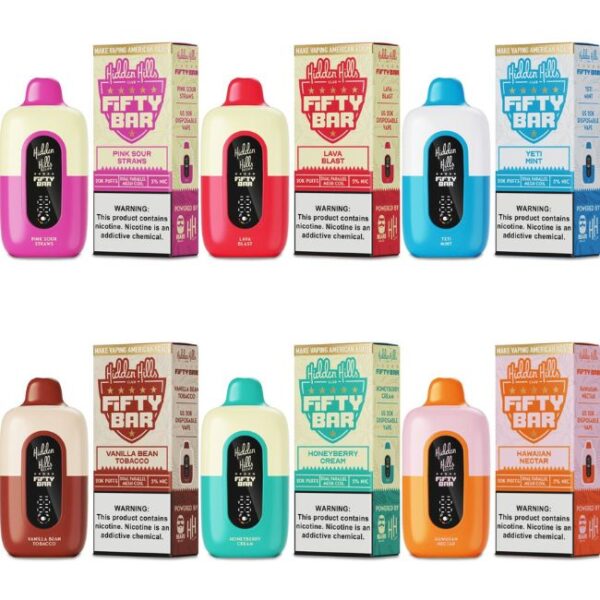 FIFTY BAR BY HIDDEN HILLS 5% DISPOSABLE (80ML) 20K PUFFS 5CT/ BOX