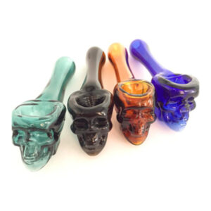 GLASS 4" MOLINE SKULL FLEX DESIGN HAND PIPE