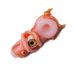 GLASS 4" INCH MOLINE ONE EYE FLAMING HAND CRAFTED HAND PIPE