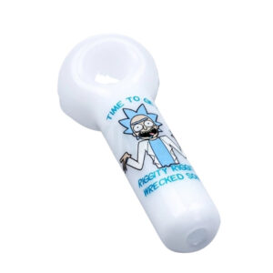 GLASS 4" INCH MILKY RICK AND MORTY MOLINE DESIGN HAND PIPE