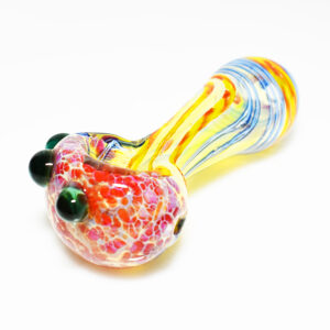3.5 INCH GOLD DICHOR GALAXY AND SPIRAL WITH SPOON STYLE COLOR CHANGING GLASS HAND PIPE "HF495"