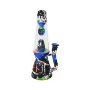 10" SILICONE WITH GLASS FANCY BEAKER WATER PIPE
