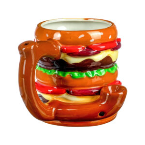 GLASS 5 INCH FLAMING RED HOTTED HAMBURGER DESIGN HANDPIPE "HP5071"