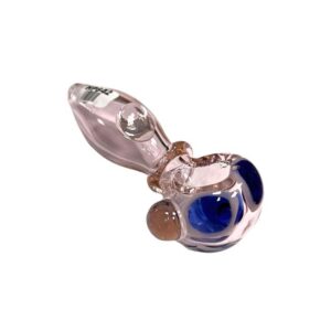 4" WHITE & BLUE SPOTTED HEAD WITH PINK HAND PIPE
