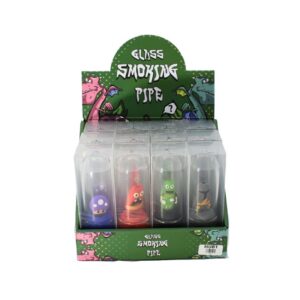 4" CHARACTER DESIGN GLASS SMOKING HAND PIPE 12CT/ BOX