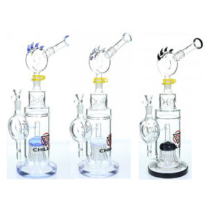 CHILL GLASS 16" HEAVY MULTI PERC DESIGN WATER PIPE (ASSORTED COLORS)