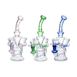 CHILL GLASS 12"INCH MACRONIC LINED DESIGN WITH INLINE OIL BRUNER PERC WATERPIPE