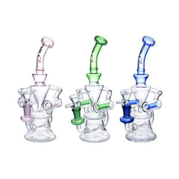 CHILL GLASS 12"INCH MACRONIC LINED DESIGN WITH INLINE OIL BRUNER PERC WATERPIPE