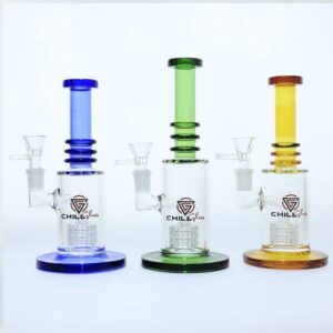 Chill Glass Heavy Long Shower Head Perc Waterpipe Assorted Colors Height 8 Inch Thickness 5 MM"JLE22
