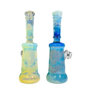 ILLUMINATI GLASS 10" COLOR TUBE WITH FUMING AND DEEP ETCHING WATER PIPE