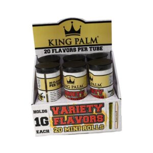KING PALM 20 MINI VARIETY FLAVORED 1GM ROLLS 6CT/ BOX