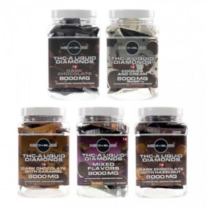 MOON BUZZ THC-A LIQUID DIAMONDS MINI CHOCOLATE BITES 500MG/PIECE 8000MG/JAR 16CT/JAR