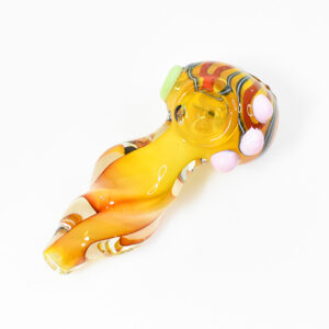 GLASS 3" ROLLIC GOLDEN SPIRAL BLIME DESIGN HAND PIPE (ASSORTED)