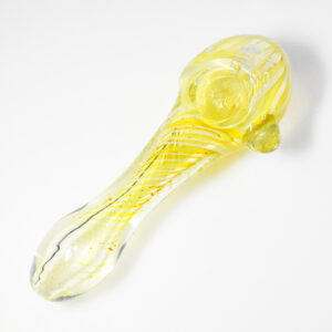 GLASS 4" FLAMING DICORE LASH DESIGN HAND PIPE
