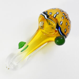 GLASS 4" BLONE FOBIC LIME DESIGN HAND PIPE