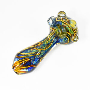 GLASS 3" GALAXY LINE SPIRAL DESIGN HAND PIPE( ASSORTED)