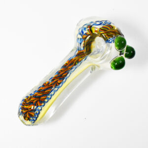 GLASS 4" FLORAL LIME DOTTED DESIGN HAND PIPE
