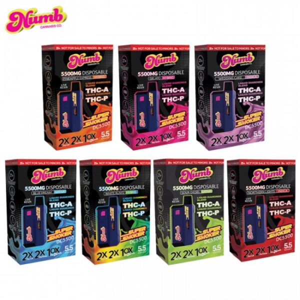 NUMB SUPER SMOKER (33ML) ( THC-A +THC-P ) LIQUID DIAMONDS BLEND 5.5g DISPOSABLE 6CT/BOX