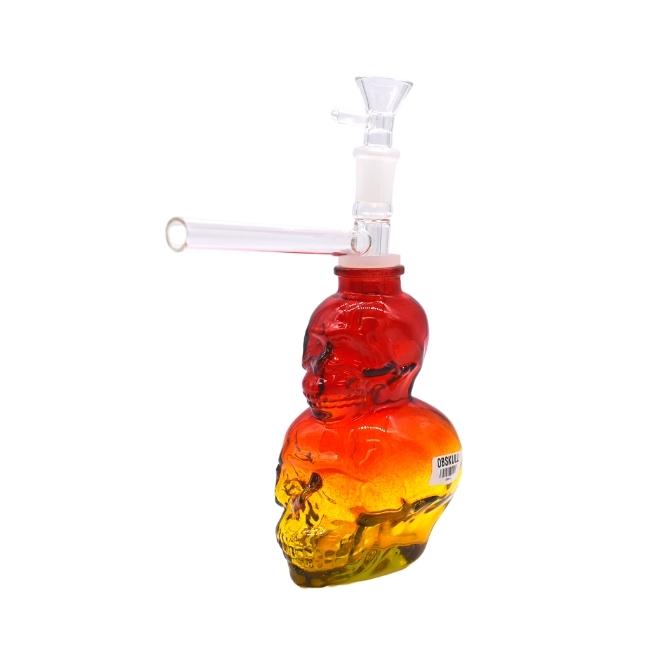 7" DOUBLE SKULL DESIGN GLASS TUBE