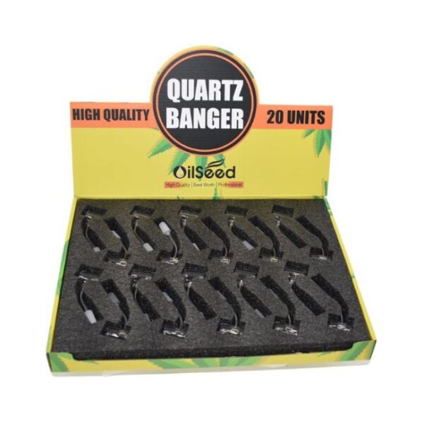 OILSEED HIGH QUALITY 45 DEGREE 10MM MALE CLEAR QUARTZ BANGER 20CT/ BOX