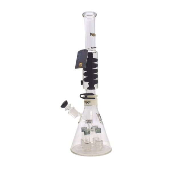 PHOENIX GLASS 18" FREEZABLE COIL 4 SHOWERHEAD PERC WATER PIPE