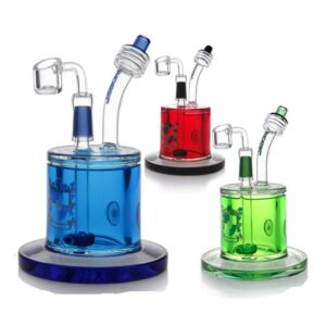 PHOENIX GLASS 7" BUBBLER WITH GLYCERIN SHOWER HEAD PERC DESIGN WATER PIPE