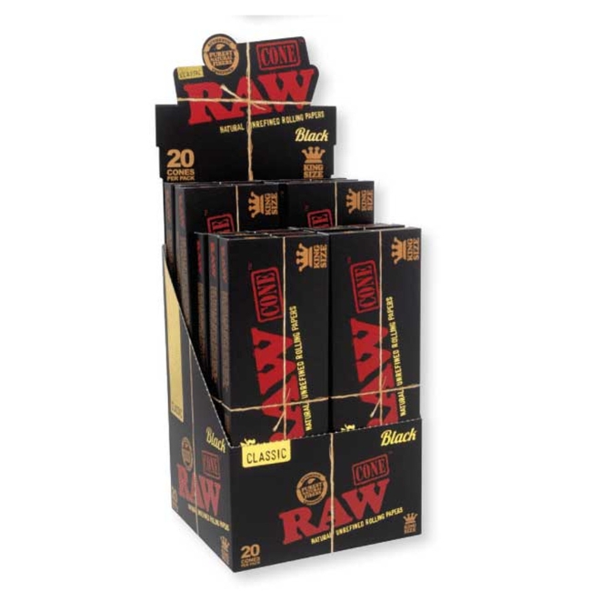 RAW BLACK CLASSIC PRE ROLLED CONES 20 CONE PER PACK 12CT/BOX