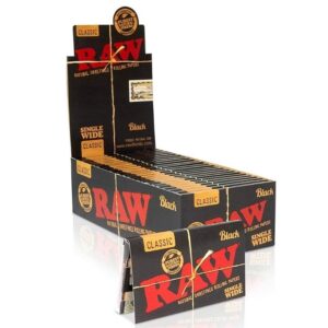 RAW BLACK CLASSIC PAPER (25 PACKS PER BOX)  (BLACK SINGLE WIDE)