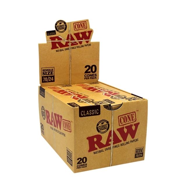 RAW CLASSIC CONE SINGLE SIZE ROLLING PAPER 20CT/ PACK - 12CT/BOX - Image 2