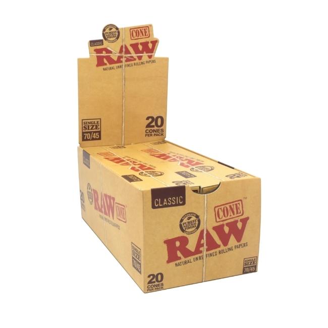 RAW CLASSIC CONE SINGLE SIZE ROLLING PAPER 20CT/ PACK - 12CT/BOX - Image 3