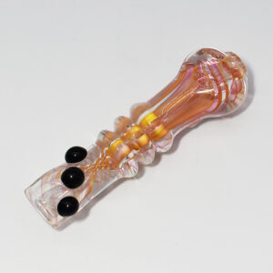 3 INCH PREMIUM SLIMY DOTS GOLD FUME TRIPLE RING HEAVY GLASS CHILLUM "RCH34"