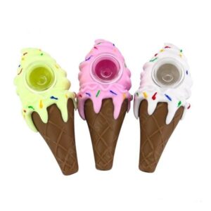 5.5" SILICONE ICE CREAM DESIGN WITH GLASS BOWL HAND PIPE "SILICECREAM"