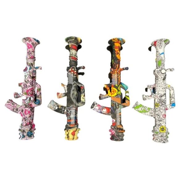 SILICONE 6" AK47 GUN DESIGN NECTAR COLLECTOR (ASSORTED)