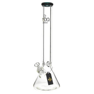 SMOQ GLASS 14" INCH LONG CLEAR BEAKER WITH 14MM SLIDER WATER PIPE