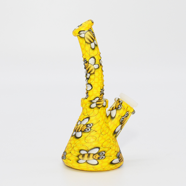 SILICONE 6" MOLINE BEE WAX BEAKER DESIGN WITH GLASS WATER PIPE